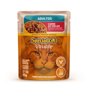 Ração Úmida Special Cat Sachê Carne para Gatos Adultos 85gr Caixa c/ 12 Un. Sache