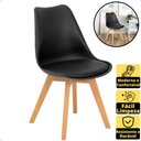 Ver imagem 4 de Conjunto 18 Cadeiras de Jantar Eames Wood Leda Design Estofada - Preto