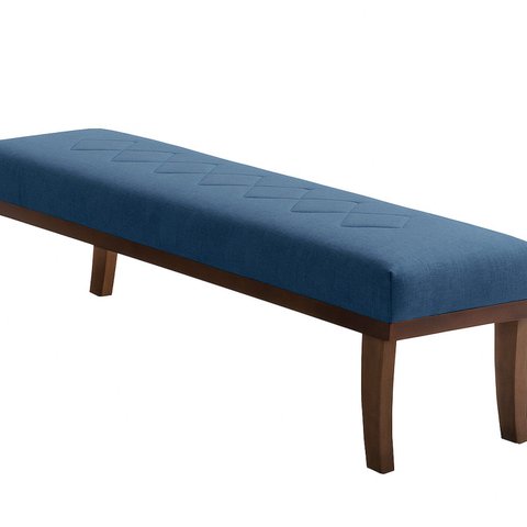 Puff para Sala de Estar 100cm Linho Theo Azul/Marrom