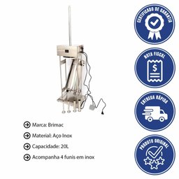 Embutideira Ensacadeira Elétrica para Linguiça Brimac Industrial em Aço Inox 20l 220v Elb20 - 2
