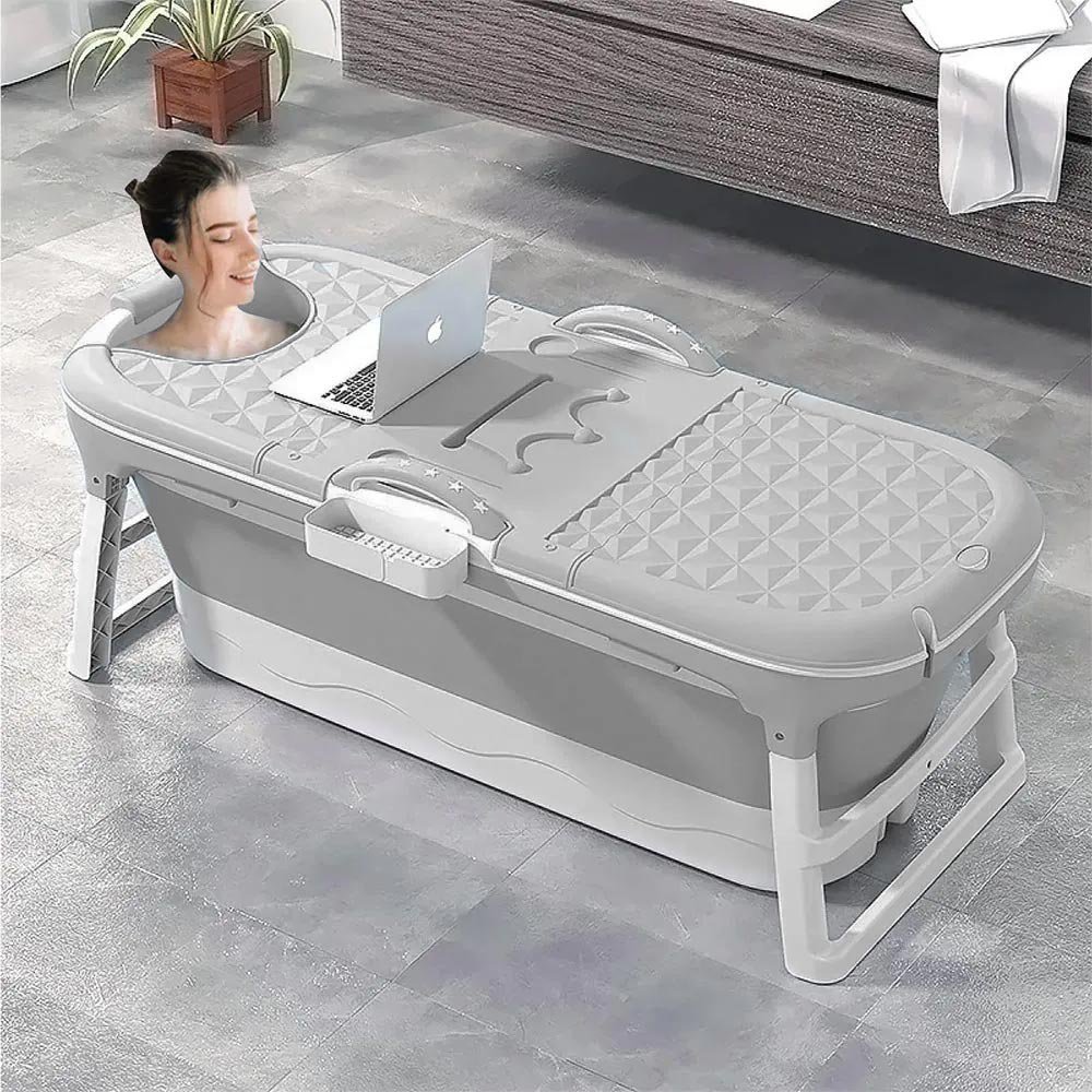 Banheira Ofurô Dobrável Portátil Adulto Cinza 128 cm 220 Litros Crioterapia  VG+ - 2