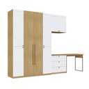 Ver imagem 3 de Guarda Roupa 8 Portas 6 Gavs com Escrivaninha Savana/branco