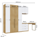 Ver imagem 5 de Guarda Roupa 8 Portas 6 Gavs com Escrivaninha Savana/branco