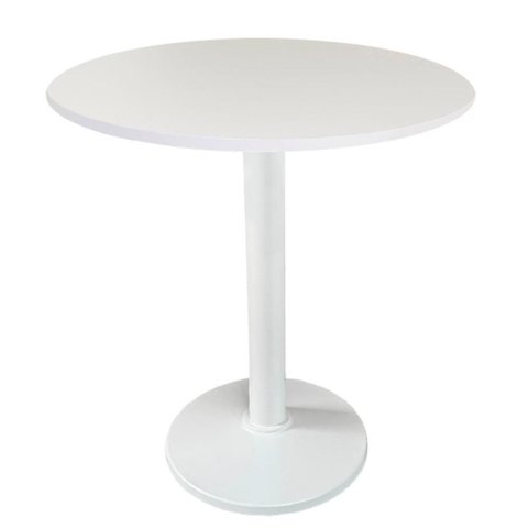 Mesa Zeta Ferro Branco 75 Cm (alt) Disco Redondo Tampo Mdp Redondo 70 Cm (larg) X 2,5 Cm (alt)