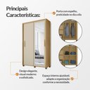 Ver imagem 3 de Guarda Roupa Suecia 2 Portas 2 Gavetas com Espelho Cabideiro Organizador Quarto - Cinamomo/off-white