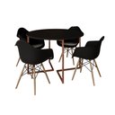 Ver imagem 2 de Mesa Jantar Industrial Preta 110cm Redonda Base V Cobre com 4 Poltronas Eiffel Pretas Madeira