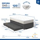 Ver imagem 3 de Cama Box Baú com Colchão de Espuma D45 Pillow Top Ortopédico Domo + Auxiliar Solteiro 88cm