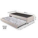 Ver imagem 2 de Bicama Box Solteiro Courino Linho Areia 88x188x28 Cm com Colchão Auxiliar Ecoflex