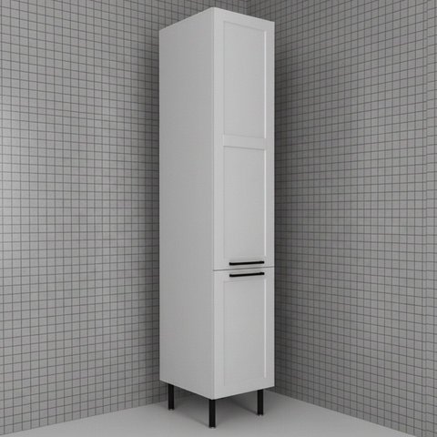 Armário Paneleiro 2 Portas Almofada Americana 5 Prateleiras 40x222cm TM1339 Grazi MDF Branco