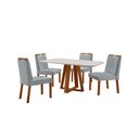 Ver imagem 1 de Conjunto Sala de Jantar Mesa Floripa 120x80cm Off White com 4 Cadeiras Pérola Linho Cinza