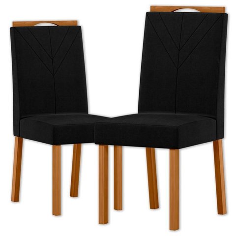 Cadeira para Mesa de Jantar Anitta Kit 2 Peças Ype/veludo Preto - Nc