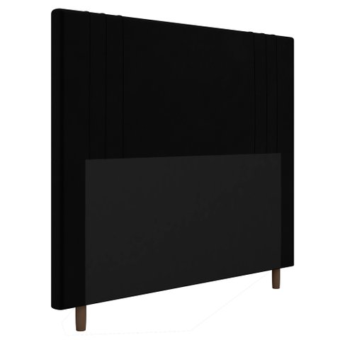 Cabeceira Cama Box Solteiro Ferrara 90cm Suede Preto - Desk Design