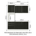 Ver imagem 4 de Cozinha Compacta com Armário 5 Portas 3 Gavetas Branco Preto
