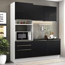 Ver imagem 2 de Cozinha Compacta com Armário 5 Portas 3 Gavetas Branco Preto
