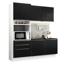 Ver imagem 1 de Cozinha Compacta com Armário 5 Portas 3 Gavetas Branco Preto