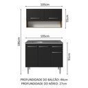 Ver mais imagens de Armário de Cozinha Compacta 105cm com Pia Rustic/preto Emilly Madesa 04 Rustic/preto