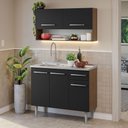 Ver imagem 1 de Armário de Cozinha Compacta 105cm com Pia Rustic/preto Emilly Madesa 04 Rustic/preto