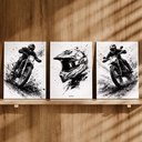 Ver imagem 2 de Kit 3 Quadro Decorativo Motocross Trilha Off Road Enduro Moderno 28x20cm