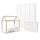 Ver imagem 1 de Quarto de Bebê Tutto New 4 Portas e Mini Cama Montessoriana Liv Branco Soft Natural - Matic