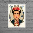 Ver imagem 1 de Quadro Decorativo Frida Moldura 24x18cm - com vidro:Madeira branca