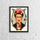 Ver imagem 2 de Quadro Decorativo Frida Moldura 24x18cm - com vidro:Madeira branca