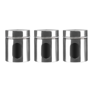 Kit de 3 Potes de Vidro e Inox com Visor 600ml