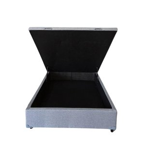 Base Box com Baú Casal Linho Cinza 1,38 X 1,88 Reforçada