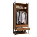 Ver imagem 4 de Armário Alto Closet Fechado 2 Portas 2 Gavetas e Prateleira MDF e Aço Canela/Preto Fosco