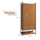 Ver imagem 2 de Armário Alto Closet Fechado 2 Portas 2 Gavetas e Prateleira MDF e Aço Canela/Preto Fosco