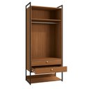 Ver imagem 5 de Armário Alto Closet Fechado 2 Portas 2 Gavetas e Prateleira MDF e Aço Canela/Preto Fosco
