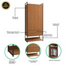 Ver imagem 3 de Armário Alto Closet Fechado 2 Portas 2 Gavetas e Prateleira MDF e Aço Canela/Preto Fosco