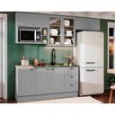 Ver imagem 1 de Cozinha Completa Americana (3 Aéreos, 2 Balcões, 1 Nicho, 1 Complemento) 7 Peças Cinza - Henn
