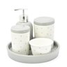 Kit Higiene Porcelana Bebe Infantil Poa Cinza e Branco - 1