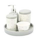 Ver imagem 1 de Kit Higiene Porcelana Bebe Infantil Poa Cinza e Branco