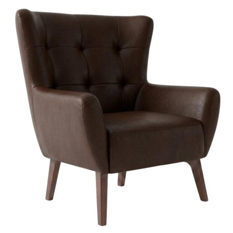 Poltrona Decorativa Malta Base Madeira Courino Tcs 721 Moll