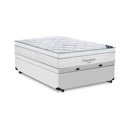 Cama Box Com Baú Casal + Colchão De Molas Ensacadas - Ortobom - Freedom 138x188x74cm Branco - 2
