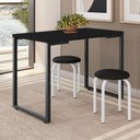 Ver imagem 2 de Mesa de Cozinha Bistrô Porto Preto 120cm com 2 Banquetas Industriais Maviê Preto/branco - Mpozenato