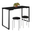 Ver imagem 1 de Mesa de Cozinha Bistrô Porto Preto 120cm com 2 Banquetas Industriais Maviê Preto/branco - Mpozenato
