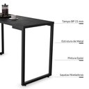 Ver imagem 3 de Mesa de Cozinha Bistrô Porto Preto 120cm com 2 Banquetas Industriais Maviê Preto/branco - Mpozenato