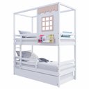 Ver imagem 2 de Treliche Casinha Reta com Grade Removível Madeira Maciça Branco/ Rosa Housin