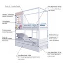 Ver imagem 3 de Treliche Casinha Reta com Grade Removível Madeira Maciça Branco/ Rosa Housin