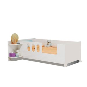 Cama Infantil Montessoriana Livia com Led Usb Prateleiras Divaloto - Branco