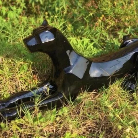 Escultura Estátua Pantera Leopardo Jaguar Geométrica 30cm:preto Brilho
