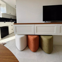 Ver imagem 1 de Kit 3 Puff Trevi Triangulo Decorativo Tecido Boucle Moderno para Sala Escritorio