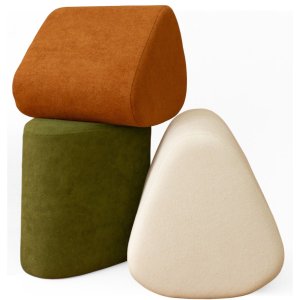 Kit 3 Puff Trevi Triangulo Decorativo Tecido Boucle Moderno para Sala Escritorio