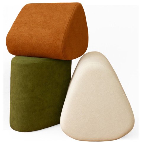 Kit 3 Puff Trevi Triangulo Decorativo Tecido Boucle Moderno para Sala Escritorio