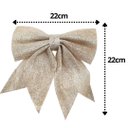 Ver imagem 3 de Laço Natal Glitter Champagne Gold Grande 22cm - Magizi