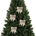 Ver imagem 2 de Laço Natal Glitter Champagne Gold Grande 22cm - Magizi