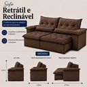 Ver imagem 3 de Sofá Ventura Retrátil e Reclinável 200m - Marrom