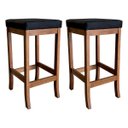 Ver imagem 1 de Kit 2 Banquetas Altas para Cozinha Barcelona 74 cm Madeira Maciça Suede Preto CCS